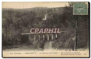 Postcard Old Approx d & # 39Avallon Chastellux The Chateau And The Viaduct