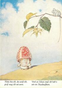 German Fantasy Art Postcard 9224 Von Lampe, Mushroom Man, Klein bin Ich unposted