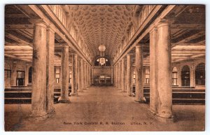 Utica New York Central Railroad Station Main Lobby Postcard A901