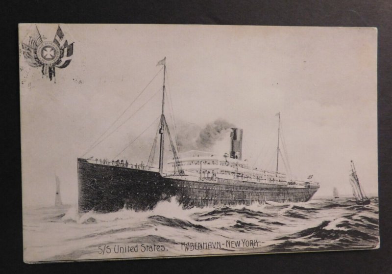 1910 Ship Postcard Cover To Aurora IL S.S. United States