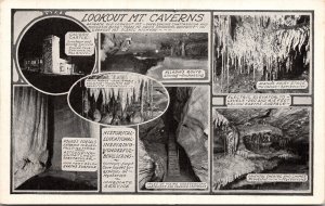 Postcard TN Lookout Mountain Caverns Multiview Castle Restaurant 1940s V40
