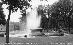 NE - Hastings. Fisher Memorial Fountain *RPPC