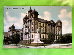 1911 Antique City Hall, Wheeling WV Postcard to Somerville Mass