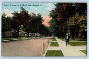Sterling Illinois IL Postcard Second Ave. North Of East 4th Street 1916 Antique