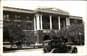 Brownwood TX Court House & Car c1930s-40s Real Photo Postcard