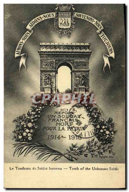 Old Postcard Paris Tomb of the Unknown Soldier Arc de Triomphe