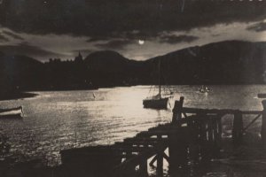Fishing Boat at Loch Awe Moonlight Argyll & Bute Scottish Postcard