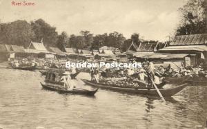siam thailand, BANGKOK, River Scene (1910s) Siam Stamp Co. No. 117