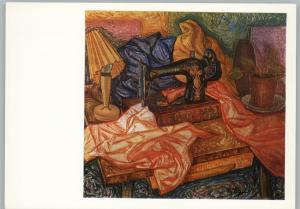 Still life with a sewing machine Sew Lamp Rare USSR Postcard