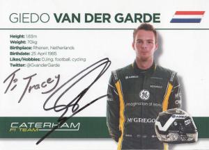 Giedo Van Der Garde Caterham F1 Team Hand Signed Photo