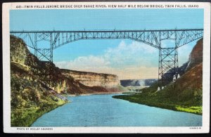 Vintage Postcard 1928 Twin Falls-Jerome Bridge over Snake River, Twin Falls, ID