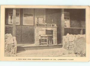 1920's DESK MADE FROM NEWSPAPER ACCOUNTS OF CHARLES LINDBERGH FLIGHT AC4180