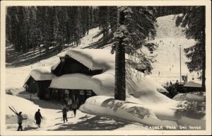 Yosemite National Park Badger Pass Ski House Skiing Real Photo Postcard