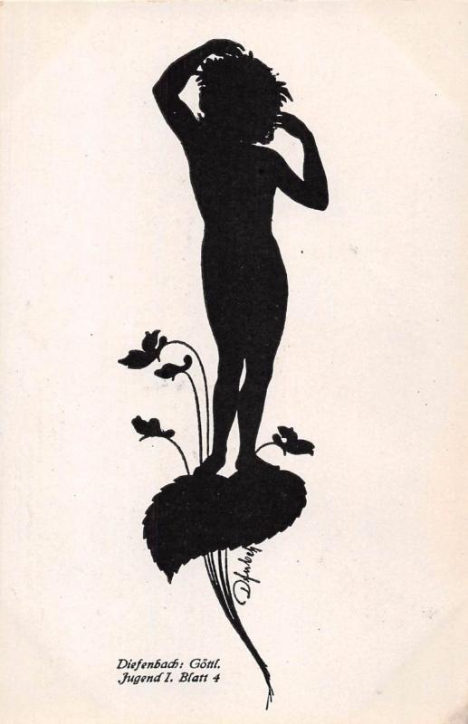 DIEFENBACH: GOTTL JUGEND II BL 4 SILHOUETTE POSTCARD 1920...