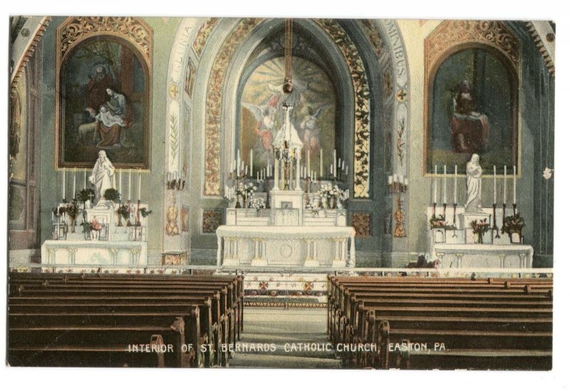 Postcard Interior St Bernards Catholic Church Easton PA