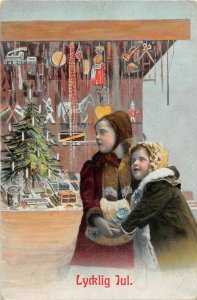 H45/ Merry Christmas Holiday Postcard c1910 Tree Kids Foreign Sweden 9