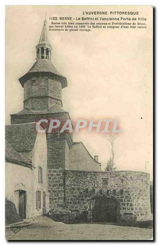 Old Postcard Picturesque Auvergne Besse The Belfry and the old City Gate