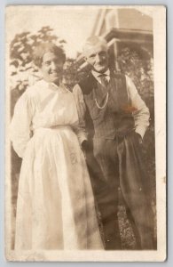 RPPC Darling Older Couple Well Dressed Man Woman Sweet Smile c1910 Postcard C30