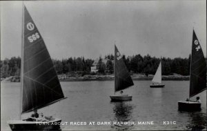 Dark Harbor Maine ME Yacht Sailboat Races Racing Vintage RPPC Postcard