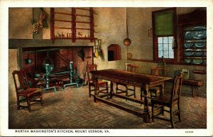 Martha Washington Kitchen Mount Vernon VA Virginia WB Postcard Curt Teich VTG 