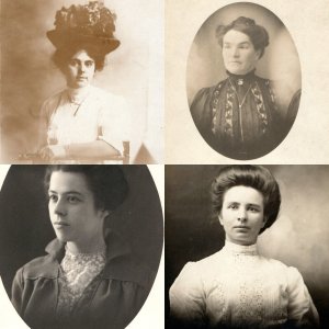 x4 LOT c1910s Women Portraits RPPC Cute Lady Girl Studio Real Photos PC A176