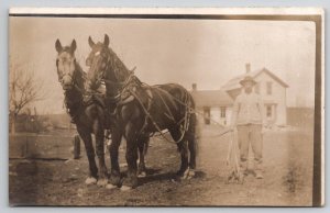 RPPC Farmer With His Horse Team Real Photo c1915 Postcard I49