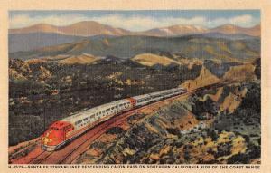 San Bernardino California Santa Fe Streamliner Antique Postcard K35540