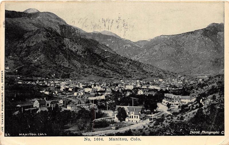 D40/ Manitou Colorado Co Postcard 1908 Birdseye View of Town Homes