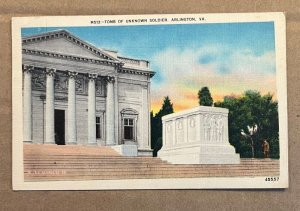 VINTAGE 1942 USED LINEN POSTCARD TOMB OF THE UNKNOWN SOLDIER ARLINGTON VA.
