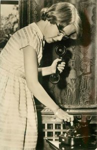 RPPC Postcard Princess Marijke Princess Christina of the Netherlands on Phone