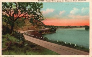 Vintage Postcard 1930's Scenic Drive Along Cimarron River Oklahoma OK