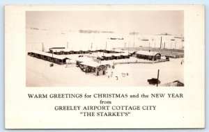 RPPC GREELEY, CO Colorado ~ AIRPORT COTTAGE CITY c1930s Roadside Postcard