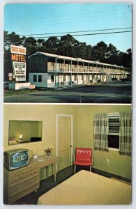 1950's OCEAN CITY MD CROSS ROADS MOTEL RT 50 & 611 MCM TV ON VINTAGE POSTCARD