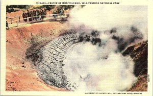 c1935 YELLOWSTONE PARK WYOMING CRATER OF MUD VOLCANO LINEN POSTCARD 41-130