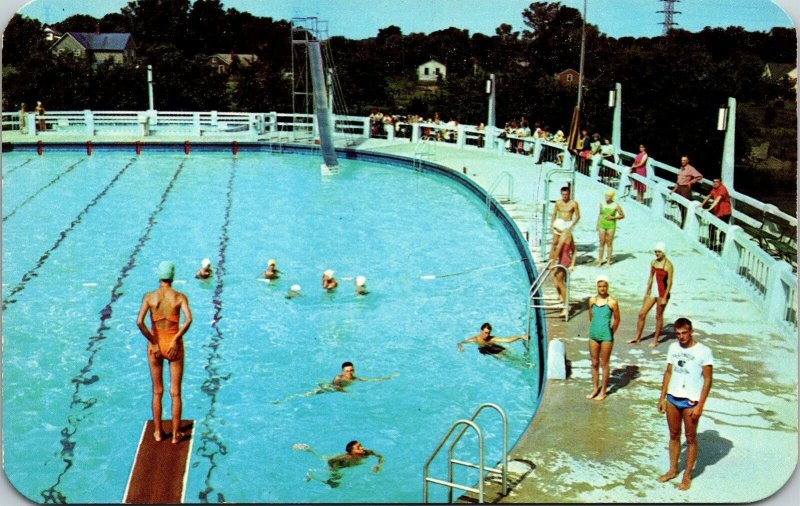 Dixon Memorial Pool Illinois IL Swimming Ektachrome Postcard UNP VTG Dexter 