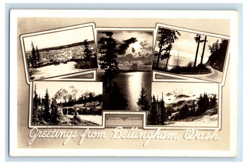 1937 Greetings From Bellingham Washington WA RPPC Photo Multiview Postcard