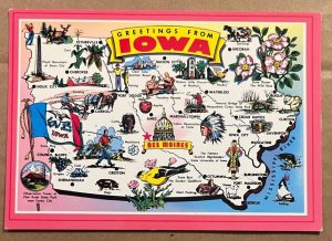 UNUSED POSTCARD - STATE MAP - GREETINGS FROM IOWA