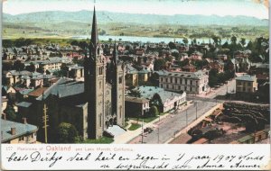 USA Panorama of Oakland and Lake Merritt California Vintage Postcard 01.42