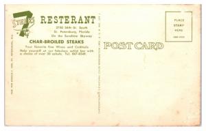 1960s 7 Steers Resterant Restaurant, St. Petersburg, FL Postcard