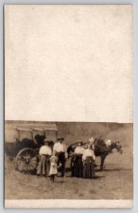 RPPC Homestead Family With Horse Drawn Wagon Real Photo Postcard B43