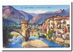 Sospel Old Postcard The old bridge over the Bevera