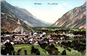 Martigny Vue Generale Switzerland Houses On Foot Of The Moutains Postcard