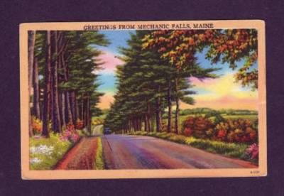 ME Greetings From MECHANIC FALLS MAINE POSTCARD PC