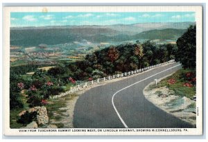 1940 Tuscarora Summit Lincoln Highway West McConnellsburg Pennsylvania Postcard 