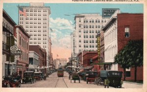 Vintage Postcard 1928 Forsyth Street Metropolis Buildings Jacksonville Florida