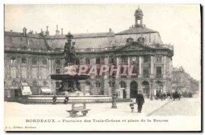 Old Postcard Bordeaux Fontaine Des Trois Graces and Place de la Bourse