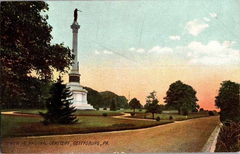 View in National Cemetery, Gettysburg PA Vintage Postcard L41