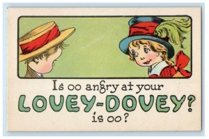 c1910's Girl Angry To Little Boy Sad Is Oo Angry At Your Lovey Dovey Postcard