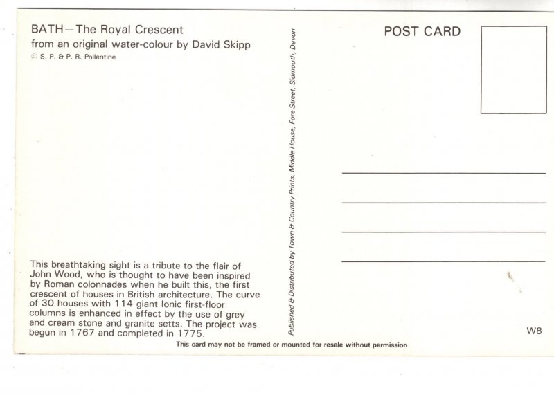 The Royal Crescent, England,  David Skipp Water-colour