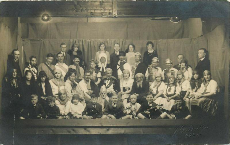 Early real photo postcards large groups costumed children festivity masquerade 